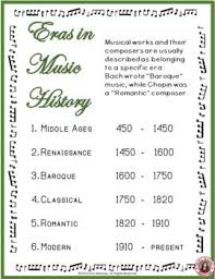Eras Of Western Art Music Great To Print Off And Laminate Or Place In A Frame To Decorate Your Classroom Click On The Music History History Posters Art Music