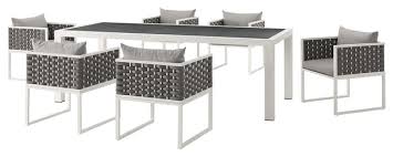 Modern Outdoor Dining Chair And Table Set Fabric Aluminium White Gray Contemporary Outdoor Dining Sets By House Bound Houzz