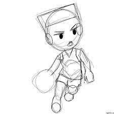 Cartoon Basketball Player Drawing In 4 Steps With Photoshop Cartoon Drawings Basketball Drawings Cartoon Drawings Sketches