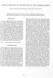 This type of speech is used very frequently during both spoken and written examples of english and it is an important part of the language which any english student will. Pdf Metrical Structure And The Perception Of Time Compressed Speech