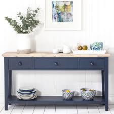 Florence Navy Blue Console Table With 3 Drawers Blue Console Table Blue Kitchen Tables Console Table Decorating
