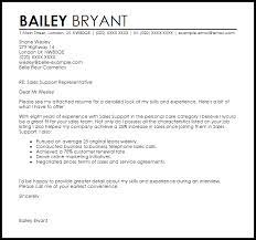 Sales Support Cover Letter Sample Cover Letter Templates Examples