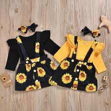 Conjunto De 2 Uds Floral Ropa Para Nia Os Recia C N Nacidos Pelele Con Disea O Girasoles Baby Girl Skirts Baby Girl Outfits Newborn Cute Baby Girl Outfits