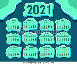 Desain template kalender 2021 siap download. Desain Kalender 2021 07 Eps 2021 Calendar Graphic Design With Unique Styles And Coloring And Various Styles Suitable For Canstock