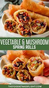 Crispy Vegetable And Mushroom Spring Rolls Vegan Recipe Recipe Vegetable Spring Rolls Spring Rolls Vegan Spring Rolls