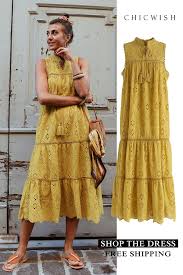Try To Be Boho Embroidered Eyelet Maxi Dress In Mustard Eyelet Maxi Dress Fashion Fashion Dresses