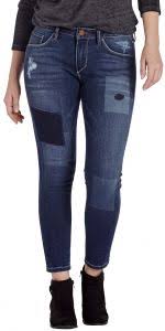 Jag Jeans Womens Mera Skinny Ankle Jean Bucket Blue Laser Patching 8