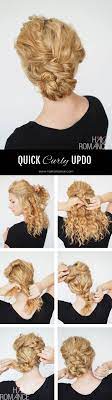 Here are 5 super easy hairstyles that take less than one minute each using minimal hair products. 2 Min Updo For Curly Hair Hair Romance