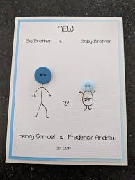Handmade Birthday Card Ideas For Little Brother Personalised Handmade New Baby Brother Sister Button Card Inspirational Cards Sister Cards New Baby Wishes