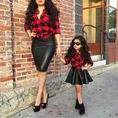 Pin By Sara Mahbola On صور امهات وابناتهم مع بعض كيووت Girl Outfits Leather Skirt Outfit Stylish Kids Girls