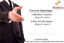 Wanted 1 Business Analyst 2 Dot Net Developer Location Qatar Terms And Conditions Joining Time Frame Immediate T Business Analyst Job Posting Resume