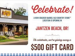 You can redeem your gift card for any southern delicacy or gift items. Win A 500 Cracker Barrel Old Country Store Gift Card