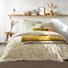 110 w x 90 » l, taies d'oreiller : Housse De Couette Coton Lave Majari Imprime Fleurs La Redoute Interieurs La Redoute