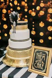 Black And Gold Art Deco Cake Great Gatsby Party White And Gold Cake In A Gold Stand With Black Accents Let Them Eat Cake Si Gatsby Wedding Theme Gatsby Themed Party Gatsby Birthday Party