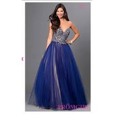 Glamour By Terani Navy Blue Nude Prom Dress