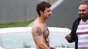 And showed off some new ink that looks like a janky nod to tupac shakur. Shia Labeouf Rocks Underwear Shirtless While Out In Los Angeles Hollywood Life