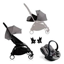 Babyzen Yoyo Travel System Grey Car Seat Black Frame With Grey