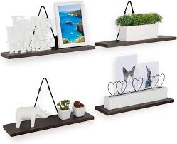 Imperative décor floating shelves rustic wood wall shelf usa handmade | set of 2 (light walnut, 24 x 5.5). Amazon Com Rustic State Moma Farmhouse Decor Wall Mount Floating Shelves Wood With Triangle Bracket Set Of 4 Walnut Furniture Decor