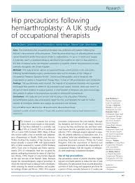 PDF) Hip precautions following hemiarthroplasty: A UK study of occupational  therapists