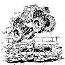 Monster Truck Jumping Over Crashed Cars Coloring Pages Netart Monster Truck Coloring Pages Cars Coloring Pages Monster Trucks