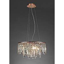 Here at dunelm we are proud to offer an extensive range of ceiling lighting, specifically designed to provide ample illumination for every room in your home. Diyas Il31714 Maddison Circular 6 Light Crystal And Rose Gold Pendant Castlegate Lights