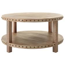Home Decorators Collection Nailhead Light Washed Oak Coffee Table 9927200970 The Home Depot Oak Coffee Table Round Wood Coffee Table Coffee Table