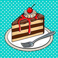 Slice Of Cake On Plate Pop Art Vector Illustration Pop Art Food Pop Art Pop Art Images