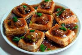 Chinese Style Pan Fried Stuffed Tofu With Oyster Sauce Tofu Recipes Oyster Sauce Tofu