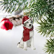 Husky christmas dogs cute huskies holiday gray spoonflower fabric by the yard. Siberian Husky Holiday Dog Ornament Sculpture Design Toscano