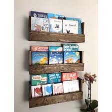The smart and fun design of these wall shelves won't let anything fall off the trays. Kids Room Wall Hanging Book Shelves Nursery Book Shelves Set Etsy