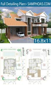 3 Bedroom Villa Design 16 8x11m Samphoas Plansearch Villa Design House Architecture Design Small House Design Plans