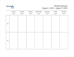 Monthly calendar for the month august in year 2021. Weekly Calendar August 1 2021 To August 7 2021 Pdf Word Excel