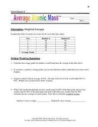 If you could measure the mass of billions of individual atoms, you could calculate this value the same way you would find any average. Average Atomic Mass Lesson Plans Worksheets Reviewed By Teachers