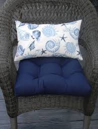 Indoor Outdoor 19 X 19 Universal Tufted Wicker Seat Chair Patio Cushion Set Solid Navy Blue Cush Wicker Chair Cushions Patio Cushions Navy Blue Cushions
