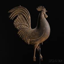 Carved Wooden Rooster Weathervane Antique Folk Art American Folk Art Rooster