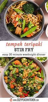 Tempeh Teriyaki Stir Fry Easy Vegetarian Dinner Healthy Vegan Dinner Easy Healthy Recipes