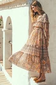 Vanessa Breuer Wears Spell Amethyst Gown Maxi Dress With Sleeves Bohemian Dress Long Sleeve Printed Long Dresses