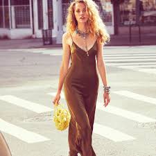 Bronze Long Silk Slip Dress In 2020 Silk Slip Dress Slip Dress Dresses
