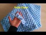 Making Easy Baby Blanket With Finger Alize Puffy Ipi Sepet Hasir Orgu Bebek Battaniyesi Yapi Knitted Baby Blankets Finger Knitting Blankets Easy Baby Blanket