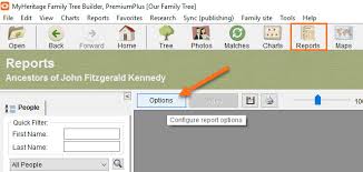 what types of reports can i create in family tree builder