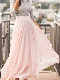 Pink Chiffon Flare Long Skirt Pink Maxi Skirt Maxi Skirt Outfits Fashion