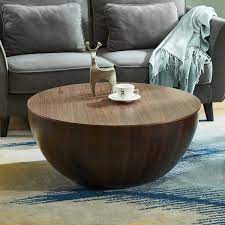 The side drum is on adjustable legs giving heights from 24 inch to 30 inch t. Round Drum Coffee Table With Storage Walnut Bowl Shaped Coffee Table Style A