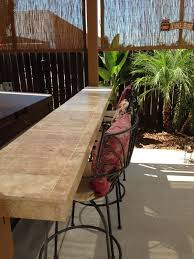 Bar Counter Floating Between Two Posts Bar Area Next To The Hot Tub Small Yard Kids Outdoor Tables Backyard