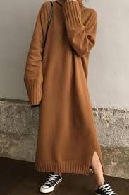 Casual High Collar Long Knitted Maxi Dress Maxi Knit Dress Sweater Maxi Dress Long Dress Casual