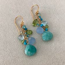 Semiprecious Gemstone Cluster Earrings In Gold Vermeil With Etsy Jewelry Inspiration Semi Precious Gemstones Earrings