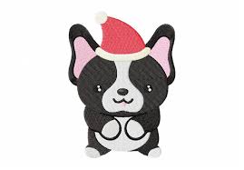 My female had a … Christmas Boston Terrier With Hat Machine Embroidery Design Daily Embroidery