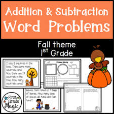 First math word problems (book 1). Fall Themed Addition And Subtraction Word Problems First Grade Tpt