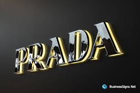 3d Led Backlit Signs With Mirror Polished Stainless Steel Letter Shell 20mm Thickness Acrylic Back Panel For Prada Backlit Signs Shop Signage Acrylic Signage