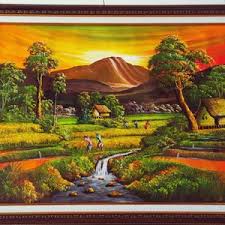 22+ konsep lukisan pemandangan alam senja, pemandangan alam. Jual Produk Sejenis Lukisan Panen Padi Orang Memanen Padi Lidya Yuni Choirunisa
