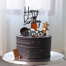 Jevenis Acrylic Black Motorcycle Scooter Happy Birthday Cake Topper For Men Birthday Party Or Boys Birthday Amazon De Home Kitchen